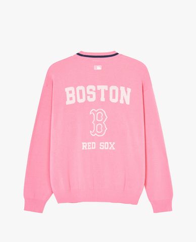  MLB - Áo khoác cardigan unisex cổ V tay dài Varsity Big Logo 