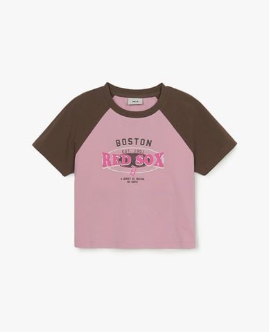  MLB - Áo croptop nữ cổ tròn tay ngắn Classic Varsity 