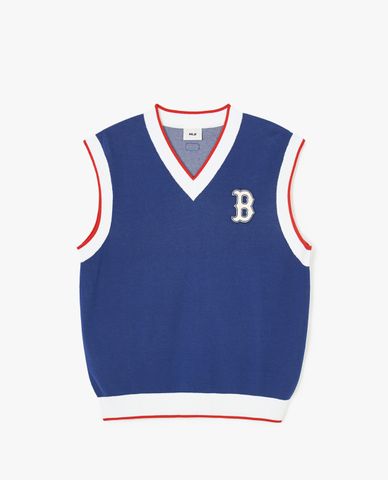 MLB - Áo khoác gilet unisex sát nách cổ V Wool Collar Varsity 