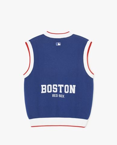 MLB - Áo khoác gilet unisex sát nách cổ V Wool Collar Varsity 