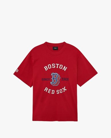  MLB - Áo thun unisex cổ tròn tay ngắn in logo hiện đại 