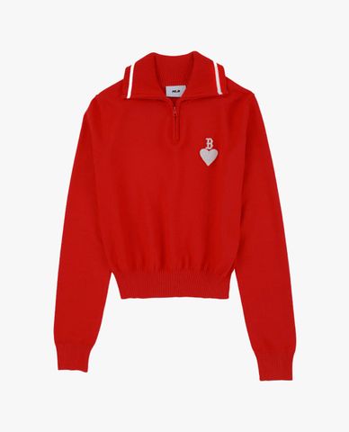  MLB - Áo sweatshirt nữ cổ bẻ tay dài Heart 