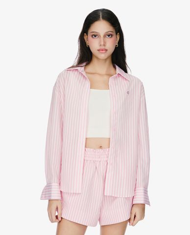  GIGI - Áo sơ mi nữ cổ bẻ tay dài phối sọc trẻ trung 