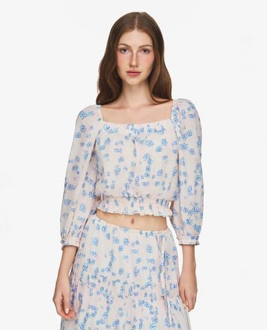  GIGI - Áo kiểu nữ cổ vuông tay phồng 