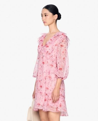  GIGI - Đầm xếp tầng mini cổ V tay dài thời trang 