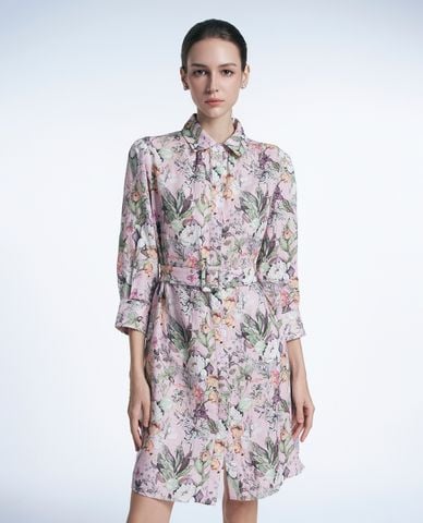  GIGI - Đầm sơ mi mini cổ bẻ tay lỡ phối thắt lưng thời thượng 