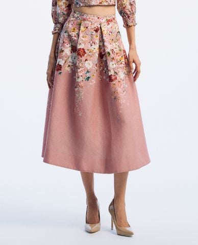  GIGI - Chân váy xếp li midi in hoa nữ tính 