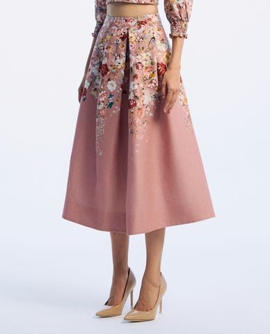  GIGI - Chân váy xếp li midi in hoa nữ tính 