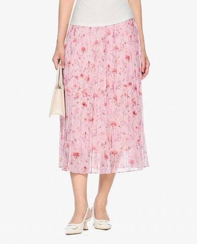  GIGI - Chân váy xếp li midi phối hoạ tiết hoa thanh lịch 