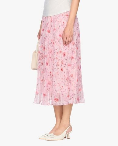  GIGI - Chân váy xếp li midi phối hoạ tiết hoa thanh lịch 