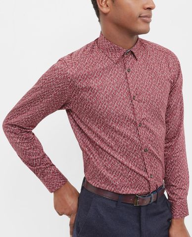  TED BAKER - Áo sơ mi nam tay dài in họa tiết chữ thật Squigle 