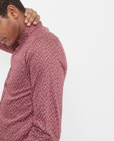  TED BAKER - Áo sơ mi nam tay dài in họa tiết chữ thật Squigle 