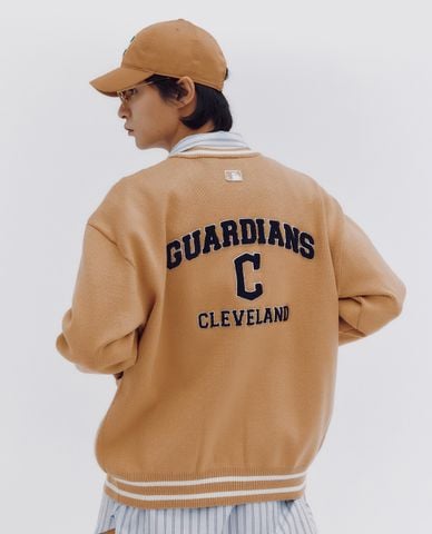  MLB - Áo khoác cardigan unisex cổ V tay dài Varsity 