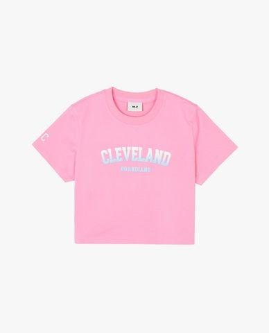  MLB - Áo croptop nữ cổ tròn tay ngắn Varsity 