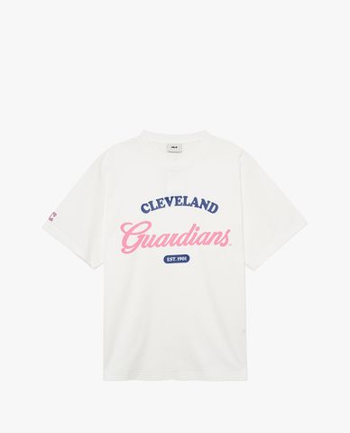  MLB - Áo thun unisex cổ tròn tay ngắn Varsity Cursive Graphic Overfit 