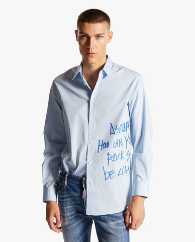  DSQUARED2 - Áo sơ mi nam cổ bẻ tay dài Relaxed Dan Graffiti 