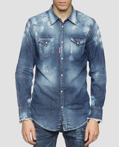  DSQUARED2 - Áo sơ mi denim phối túi vuông Shaded 