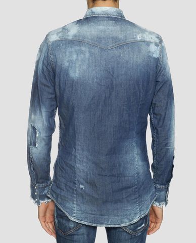  DSQUARED2 - Áo sơ mi denim phối túi vuông Shaded 