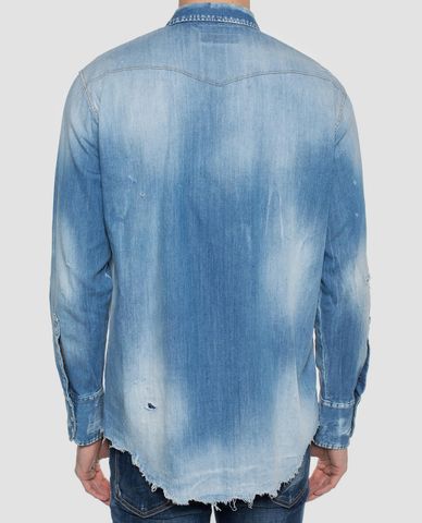  DSQUARED2 - Áo sơ mi nam denim họa tiết in Botanical Military 