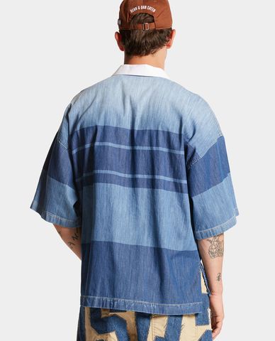  DSQUARED2 - Áo polo nam denim cổ bẻ tay ngắn Rugby 