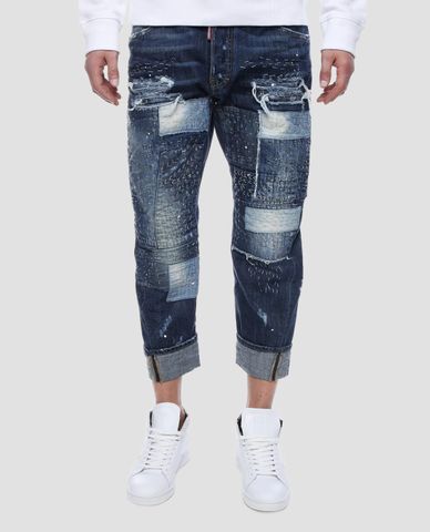  DSQUARED2 - Quần jeans nam ống rộng chấp vải Work Wear 