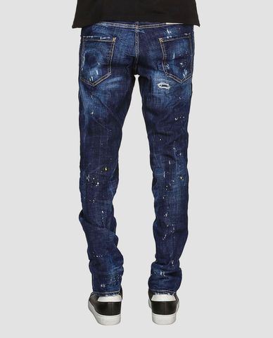  DSQUARED2 - Quần jeans nam phom suông Yellow Ripped Spots 