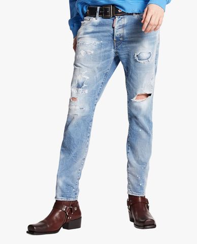  DSQUARED2 - Quần jeans nam phom ôm rách vải cá tính Ripped Wash Skater 