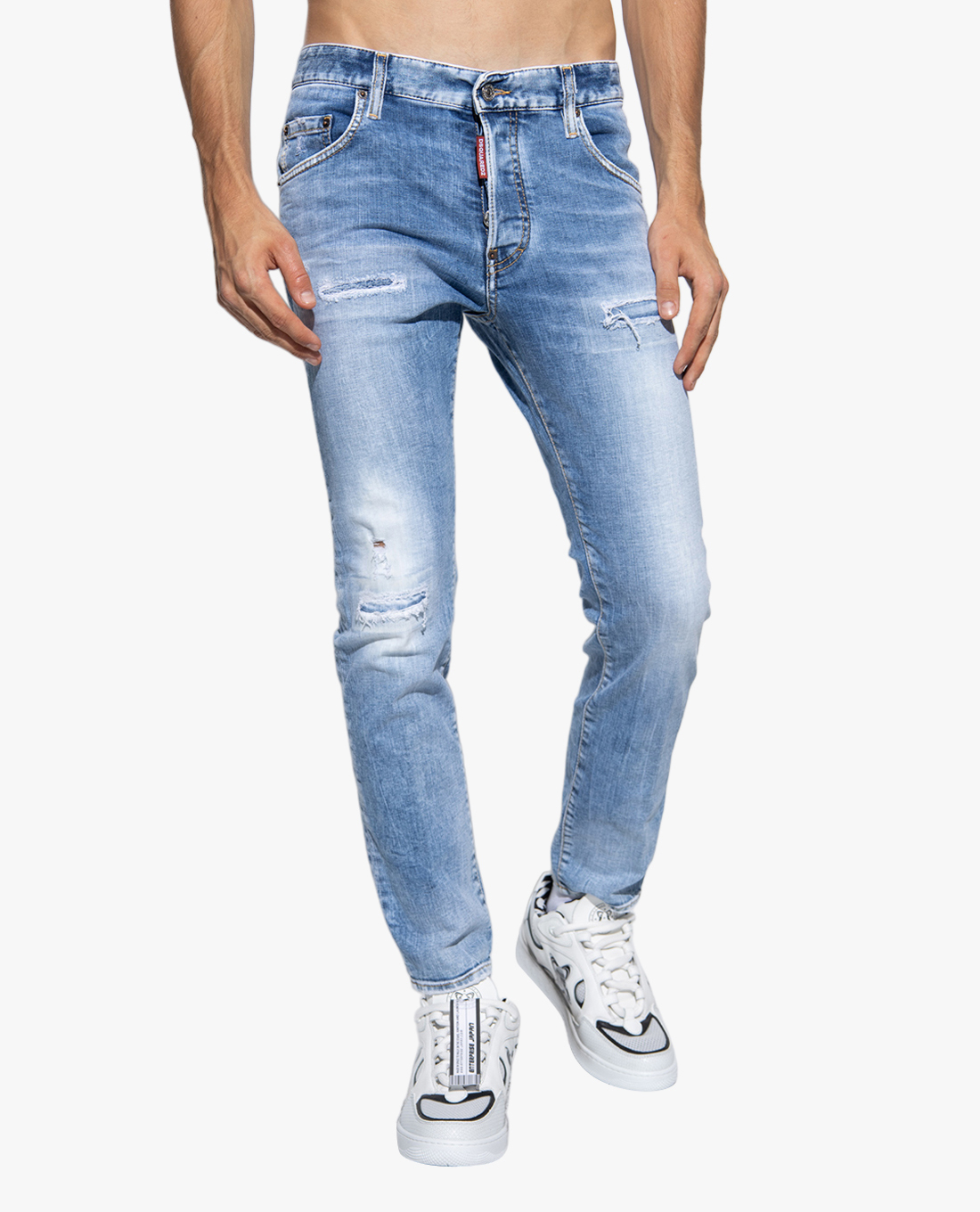 DSQUARED2 - Quần jeans nam phom ôm wash bạc rách vải