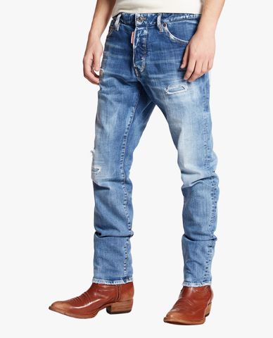  DSQUARED2 - Quần jeans nam phom ôm rách vải Medium Clean Wash 