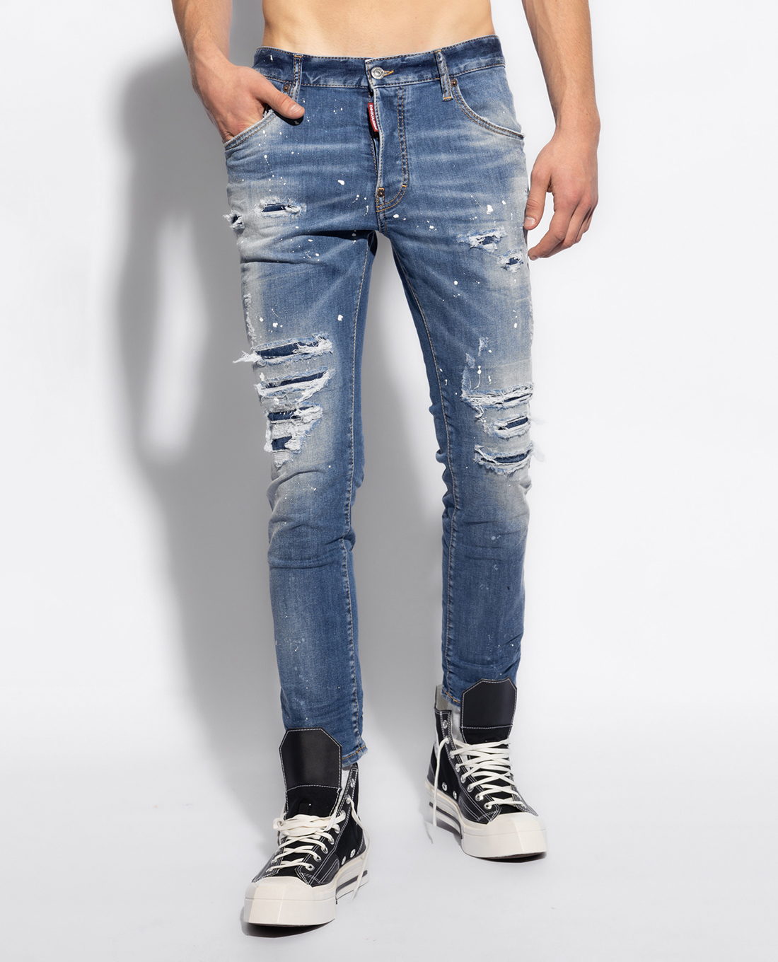 DSQUARED2 - Quần jeans nam phom ôm wash bạc Light Miami