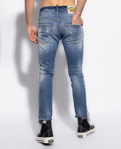  DSQUARED2 - Quần jeans nam phom ôm wash bạc Light Miami 