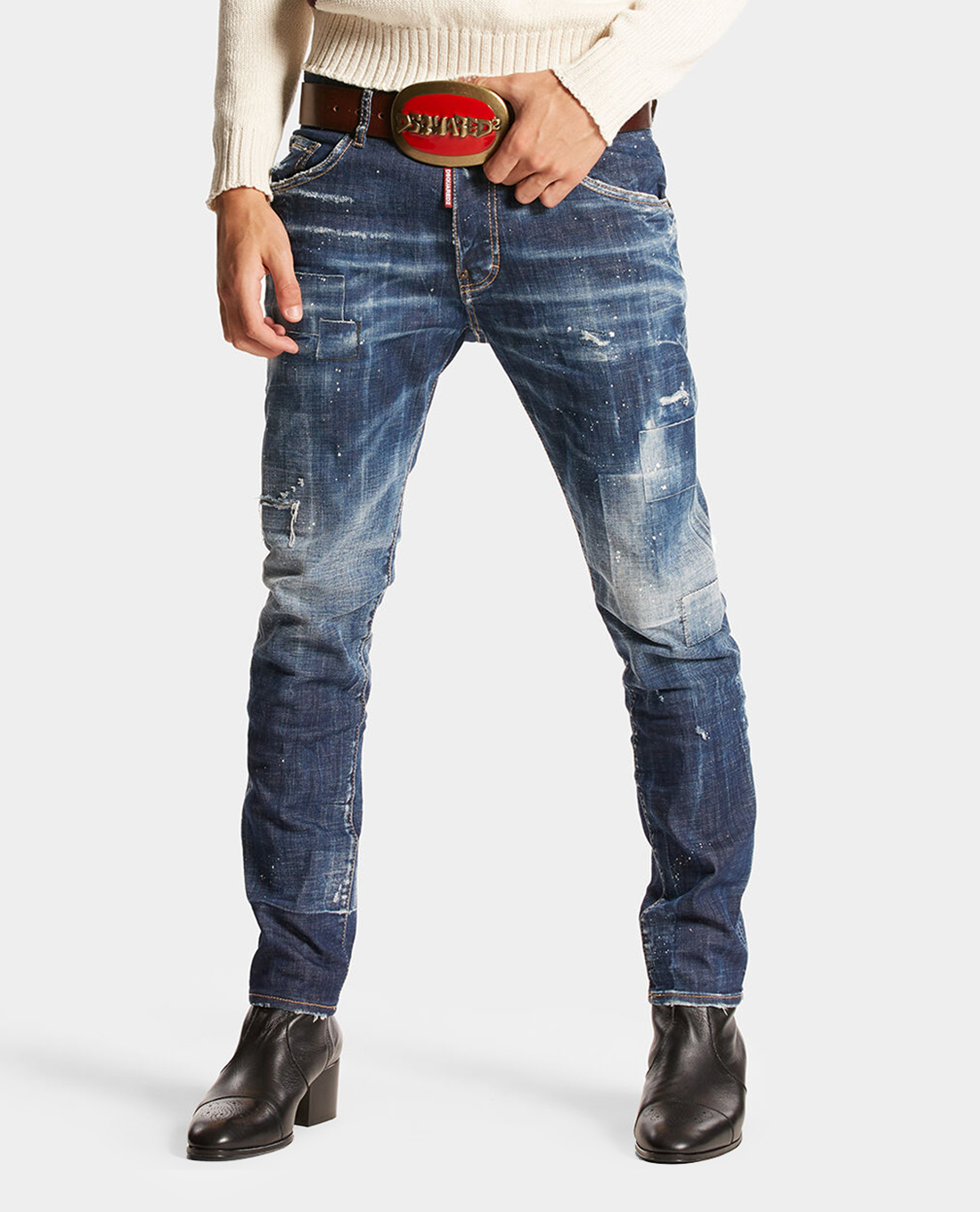 DSQUARED2 - Quần jeans nam phom ôm wash bạc Dark Toppa