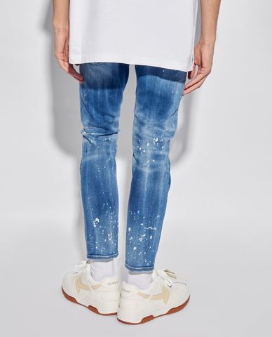  DSQUARED2 - Quần jeans nam phom ôm phối wash bạc và vệt màu độc đáo 