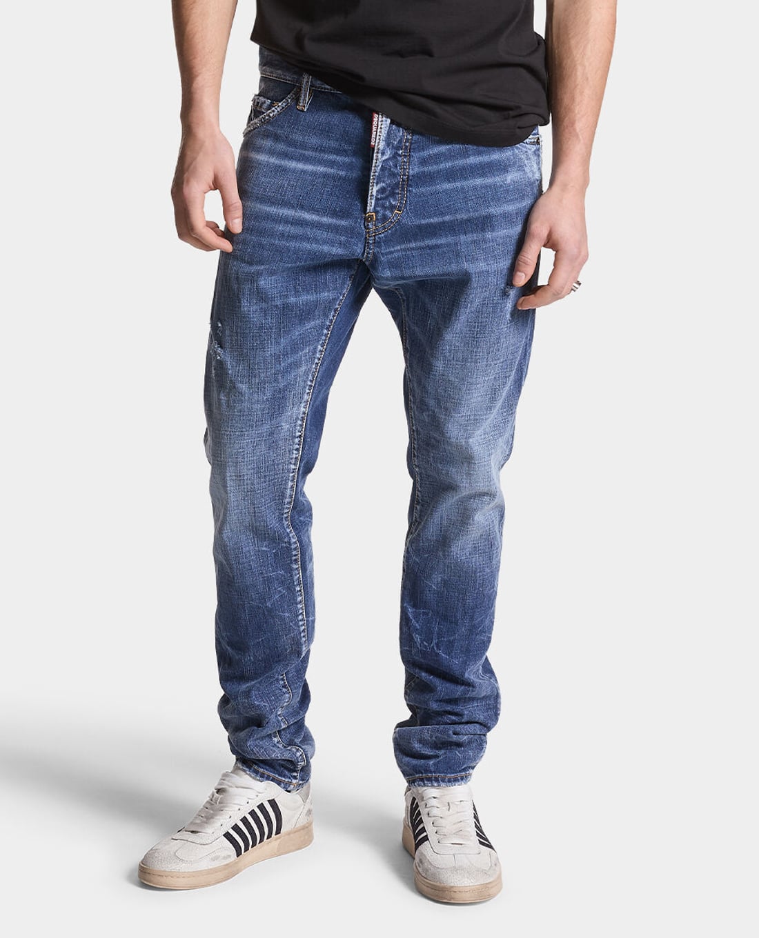 DSQUARED2 - Quần jeans nam ống đứng Black Easy Wash Tidy Biker