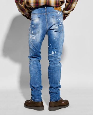  DSQUARED2 - Quần jeans nam ống đứng wash bạc rách vải Cool Guy 