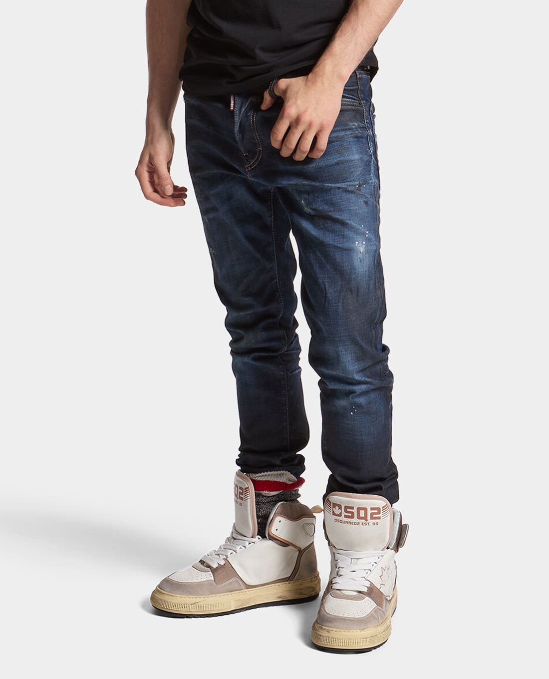 DSQUARED2 - Quần jeans nam ống đứng wash bạc Dark Grease Monkey