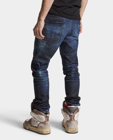 DSQUARED2 - Quần jeans nam ống đứng wash bạc Dark Grease Monkey 