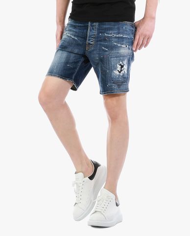  DSQUARED2 - Quần shorts jeans nam denim rách vải thời trang 