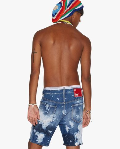  DSQUARED2 - Quần shorts jeans nam wash bạc thời trang 