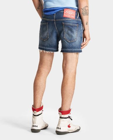  DSQUARED2 - Quần short jeans nam phối wash bạc kèm tua rua Rocco 