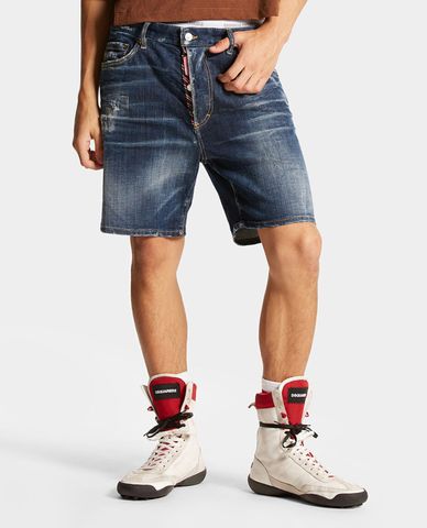  DSQUARED2 - Quần short jeans nam phối wash Marine 