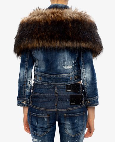  DSQUARED2 - Áo khoác nữ denim Faux Fur 