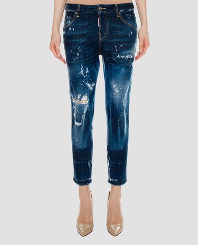 DSQUARED2 - Quần jeans nữ lưng cao Blue Cotton 