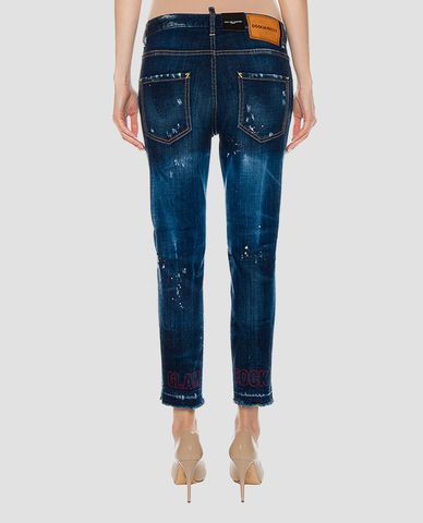  DSQUARED2 - Quần jeans nữ lưng cao Blue Cotton 