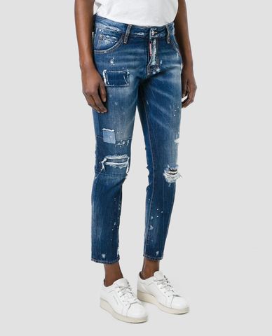  DSQUARED2 - Quần jeans nữ rách gối Cool Girl Patch 