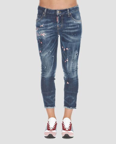  DSQUARED2 - Quần jeans nữ ống suông Flowers Cool Girl 