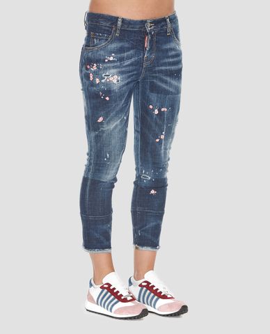  DSQUARED2 - Quần jeans nữ ống suông Flowers Cool Girl 