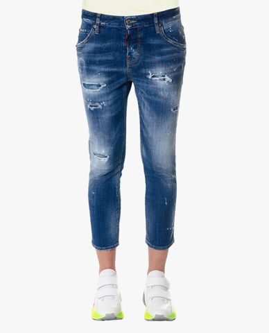 DSQUARED2 - Quần jeans nữ denim phom ôm thời trang 