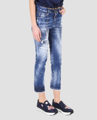 DSQUARED2 - Quần jeans nữ lửng ống suông Cool Girl 
