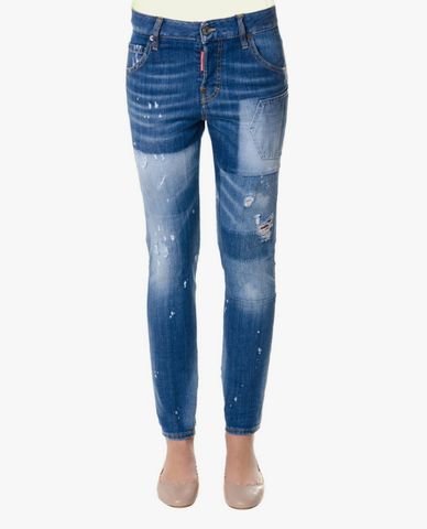  DSQUARED2 - Quần jeans nữ denim phom ôm phối túi thời trang 